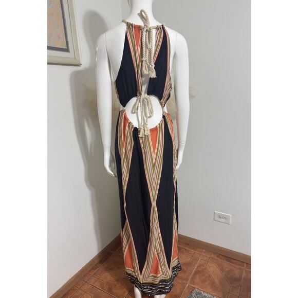 Women’s Biubiu Halter Boho Cover-Up Maxi Dress – Aztec Print – Size M NWT - Picture 6 of 14